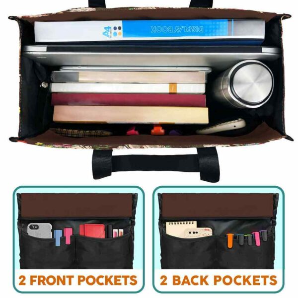MT-U-Job-LB-T11-240605NA10 @ librarian Love Book-Librarian Love Books Multi Pocket Tote Bag