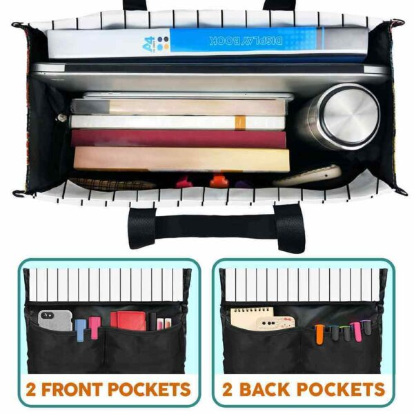 MT-U-Hobb-MF2-Pian-240610NA10 @ piano Music Flower 2-Piano Colorful Flowers Multi Pocket Tote Bag