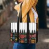 MT-U-Hobb-MF2-Pian-240610NA10 @ piano Music Flower 2-Piano Colorful Flowers Multi Pocket Tote Bag