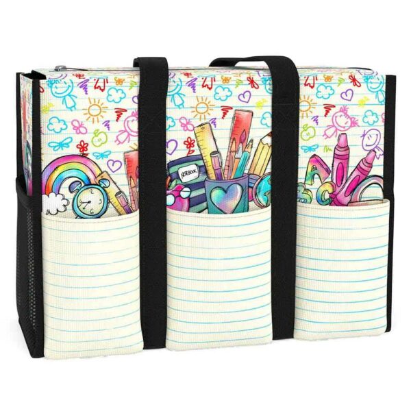 MT-U-Job-THP-Tcer-221101VY10 @ teacher Tiny Human Pastel-Teacher Tiny Humans Multi Pocket Tote Bag