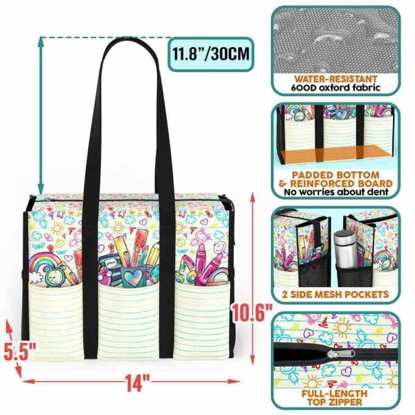 MT-U-Job-THP-Tcer-221101VY10 @ teacher Tiny Human Pastel-Teacher Tiny Humans Multi Pocket Tote Bag