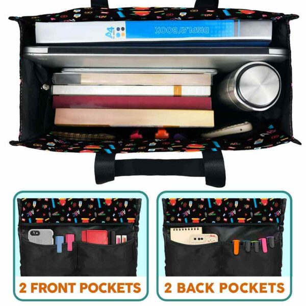 MT-U-Job-MTT-Tcer-240610VY10 @ teacher Made To Teach-Teacher Made To Teach Multi Pocket Tote Bag