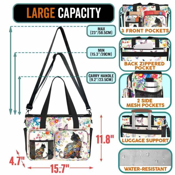 WB-U-Ani-FP2-Cat-241230NA10 @ cat Flowers Pattern 2-Cat Flower Pattern Work Bag