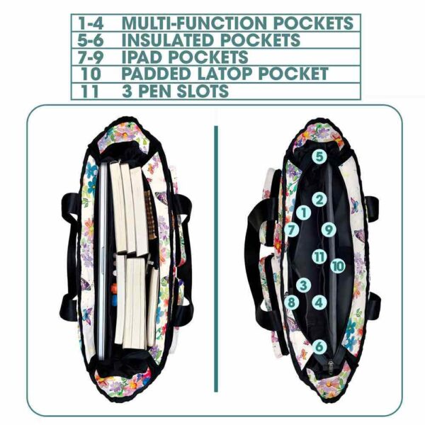 WB-U-Ani-FP2-Cat-241230NA10 @ cat Flowers Pattern 2-Cat Flower Pattern Work Bag