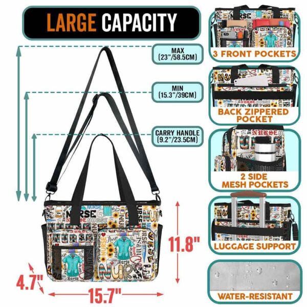 WB-U-Nur-NT-Nur-221212NA10 @ Nurse Nurse Typo-Nurse Sunflower Typography Work Bag