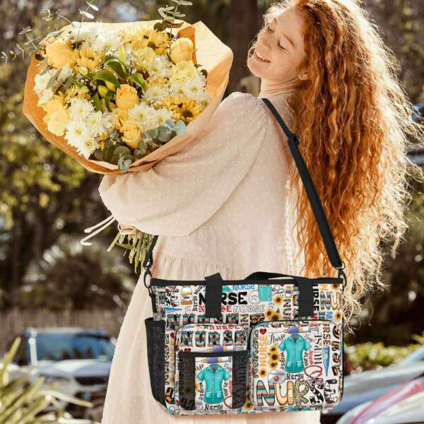 WB-U-Nur-NT-Nur-221212NA10 @ Nurse Nurse Typo-Nurse Sunflower Typography Work Bag